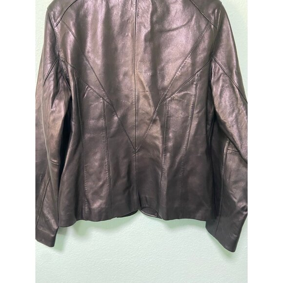 Worthington Lambskin Leather Women's Black Jacket with Buttons Size Large - Picture 7 of 8